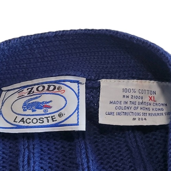 Vintage Izod Lacoste Sweater Mens V Neck Cable Knit Button Down Vest XL - Picture 5 of 7